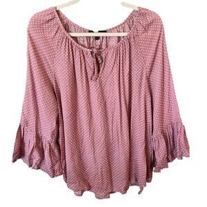 Fred David pink polka dot blouse size L